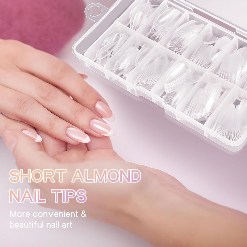 ranrose Almond Nail Tips 240pcs Half Matte Full Cover False Nail Soft Gel Acrylic Nails Extension Tips 12 Sizes Press on Nails Home Salon DIY Gift for Women - Image 4